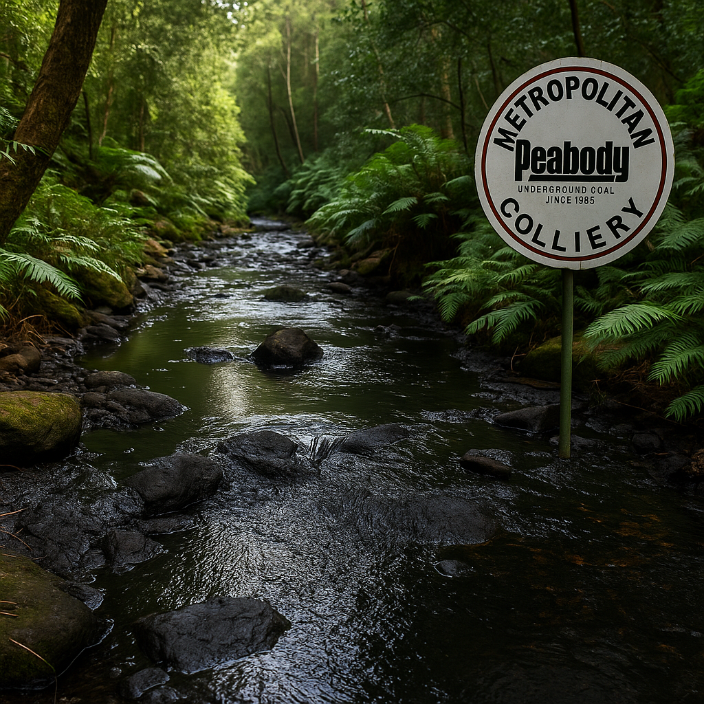 Peabody Energy pollution Australia, coal waste in Royal National Park, Camp Gully Creek spill